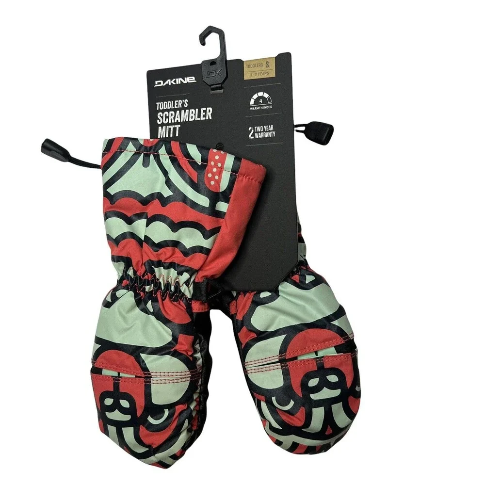 Dakine Kids Mittens - Red and Black Pattern